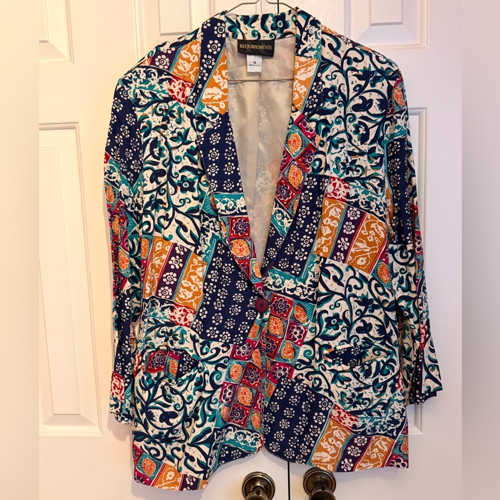 Vintage Multicolor Patterned Blazer